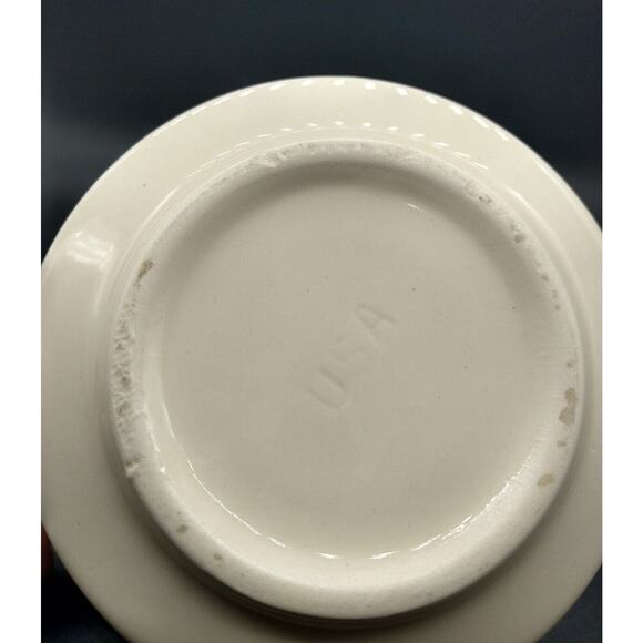 VTG USA Pottery Vegetable Soup Mug Bowl Green Transferware Handled Stoneware Cup - Picture 8 of 8